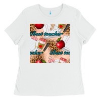 White Best Teacher Seamless Pattern Ladies Tee - BundleAndBundleShop