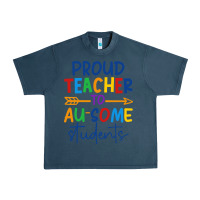 Midnight Navy Proud teacher to au-some students Urban Heavy Tee - CowhideDigitalArt