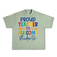 Oil Green Proud teacher to au-some students Urban Heavy Tee - CowhideDigitalArt