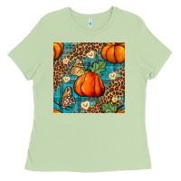 Matcha pumpkin and butterfly seamless pattern Ladies Tee - BundleAndBundleShop