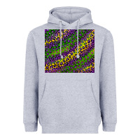 Heather Grey mardi gras leopard background Heavyweight Hoodie - RanaPortraitStore