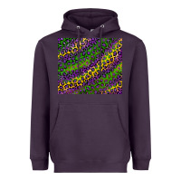 Plum mardi gras leopard background Heavyweight Hoodie - RanaPortraitStore