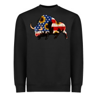 Black american flag bison Heavyweight Sweatshirt - Jasminsmagicworld
