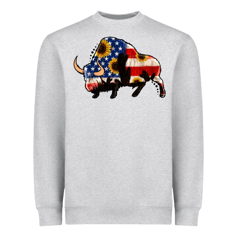 American Flag Bison Heavyweight Sweatshirt by Jasminsmagicworld | Teevron