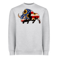 Heather Grey american flag bison Heavyweight Sweatshirt - Jasminsmagicworld