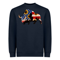 Navy american flag bison Heavyweight Sweatshirt - Jasminsmagicworld
