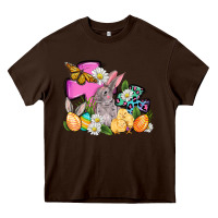 Chocolate Brown Easter rabbits and cross Heavy Core Tee - OliviaCreatesArt