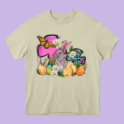 Easter Rabbits And Cross Heavy Core Tee Designed By Oliviacreatesart