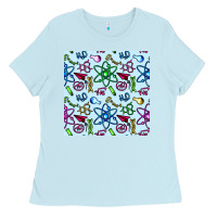 Baby Blue Science Teacher Seamless Pattern Ladies Tee - BundleAndBundleShop