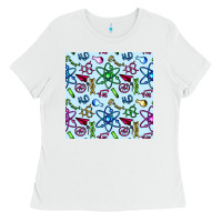 White Science Teacher Seamless Pattern Ladies Tee - BundleAndBundleShop