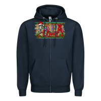 Navy Christmas Western Papa Claus Zipper Hoodie - RanaPortraitStore