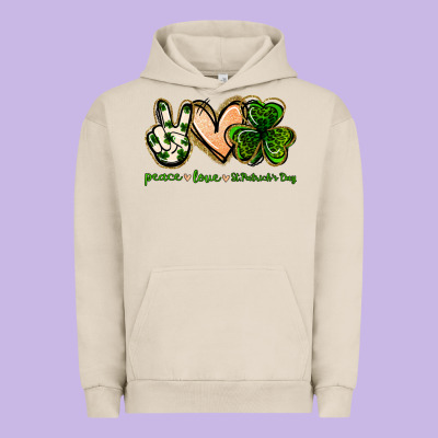 Peace Love St.patrick's Day Urban Hoodie Designed By Jasminsmagicworld