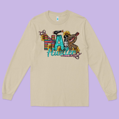 Hair Hustler Long Sleeve Tee Designed By Sublimationcraftshop