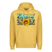 Antique Gold blessed mom with sunflower Premium Hoodie - Artiststas