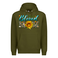 Army Green blessed mom with sunflower Premium Hoodie - Artiststas