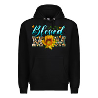 Black blessed mom with sunflower Premium Hoodie - Artiststas