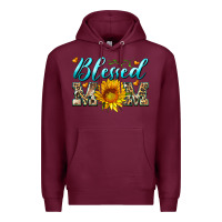 Burgundy blessed mom with sunflower Premium Hoodie - Artiststas