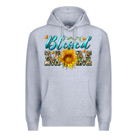 Heather Grey blessed mom with sunflower Premium Hoodie - Artiststas