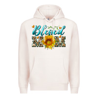 Pale Pink blessed mom with sunflower Premium Hoodie - Artiststas