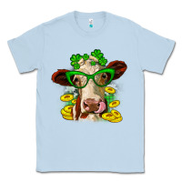 Dusty Blue St. Patrick's Day cow Classic Tee - OliviaCreatesArt