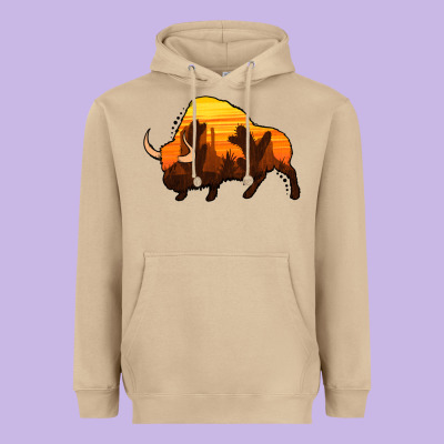 Western Bison Heavyweight Hoodie Designed By Jasminsmagicworld