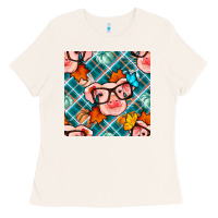 Bone fall pig seamless pattern Ladies Tee - BundleAndBundleShop