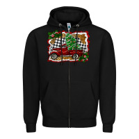 Black Christmas Truck With Christmas Tree Zipper Hoodie - RanaPortraitStore