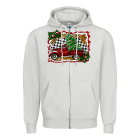 Dove Grey Christmas Truck With Christmas Tree Zipper Hoodie - RanaPortraitStore