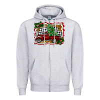 Heather Grey Christmas Truck With Christmas Tree Zipper Hoodie - RanaPortraitStore
