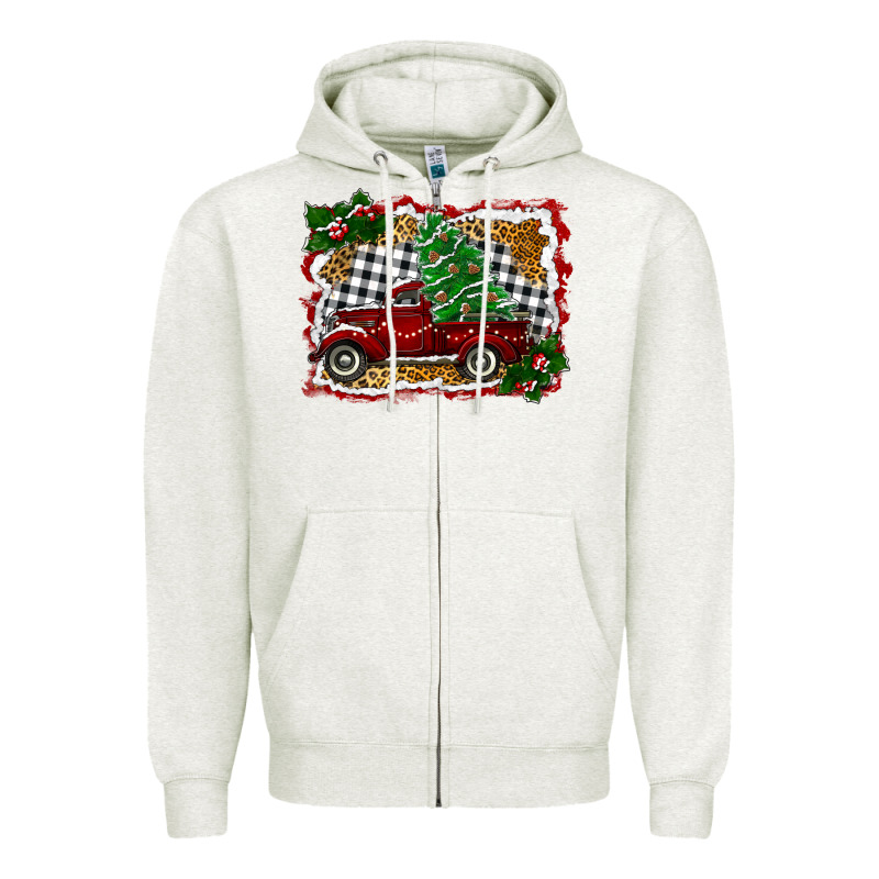 Christmas Truck With Christmas Tree Zipper Hoodie by RanaPortraitStore | Teevron