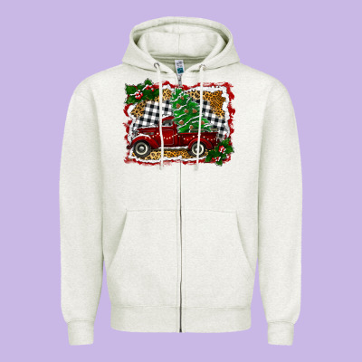 Christmas Truck With Christmas Tree Zipper Hoodie Designed By Ranaportraitstore