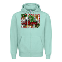 Seafoam Christmas Truck With Christmas Tree Zipper Hoodie - RanaPortraitStore