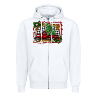 White Christmas Truck With Christmas Tree Zipper Hoodie - RanaPortraitStore