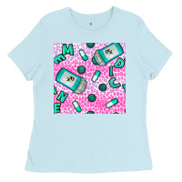 Baby Blue Western Medicine Seamless Pattern Ladies Tee - BundleAndBundleShop