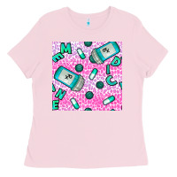 Bubblegum Pink Western Medicine Seamless Pattern Ladies Tee - BundleAndBundleShop
