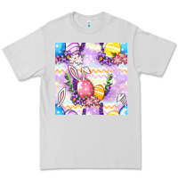Dove Grey Easter Eggs With Flowers Seamless Pattern Premium Tee - BundleAndBundleShop