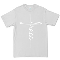 Dove Grey grace   christian faith cross script baptism gift Premium Tee - DesigneFamous