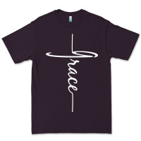 Plum grace   christian faith cross script baptism gift Premium Tee - DesigneFamous