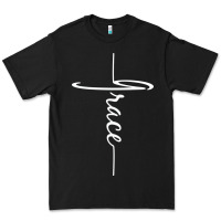 Black grace   christian faith cross script baptism gift Premium Tee - DesigneFamous