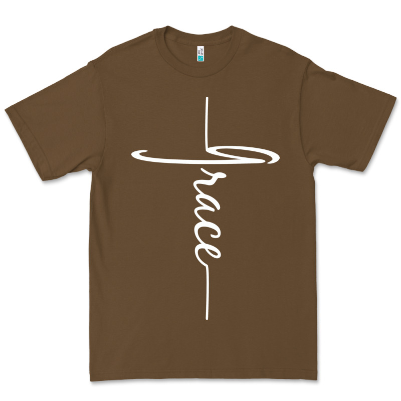 Grace   Christian Faith Cross Script Baptism Gift Premium Tee by DesigneFamous | Teevron