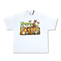 White Happy Easter Urban Heavy Tee - LillyAllenDesigns