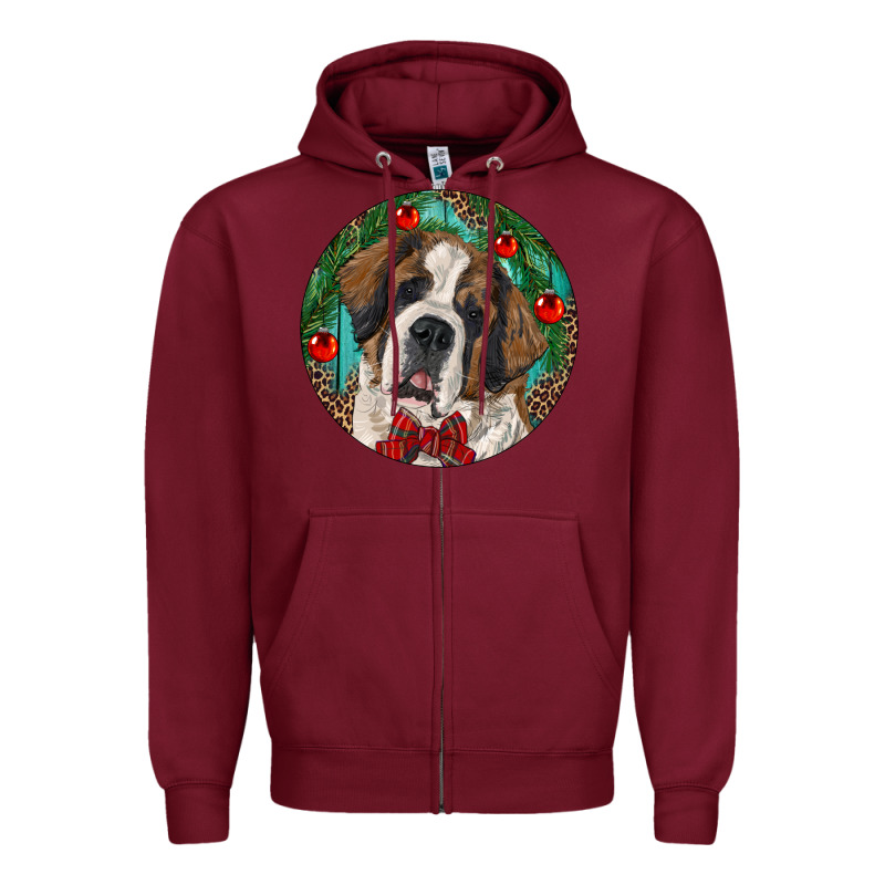 Christmas St. Bernard Zipper Hoodie by RanaPortraitStore | Teevron