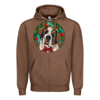 Chestnut Christmas St. Bernard Zipper Hoodie - RanaPortraitStore