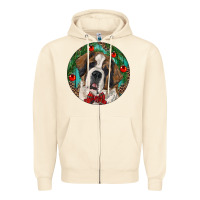 Sandshell Christmas St. Bernard Zipper Hoodie - RanaPortraitStore