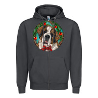 Smoke Christmas St. Bernard Zipper Hoodie - RanaPortraitStore