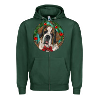 Sports Green Christmas St. Bernard Zipper Hoodie - RanaPortraitStore