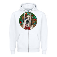 White Christmas St. Bernard Zipper Hoodie - RanaPortraitStore