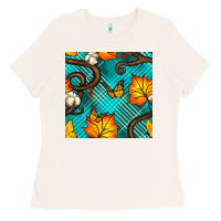 Bone autumn leaves seamless pattern Ladies Tee - BundleAndBundleShop