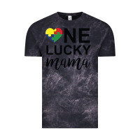 Cloud Black one lucky mama Vintage Tee - CowhideDigitalArt