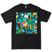 Black school boy coffe cup with camouflage seamless pattern bbs Premium Tee - BundleAndBundleShop